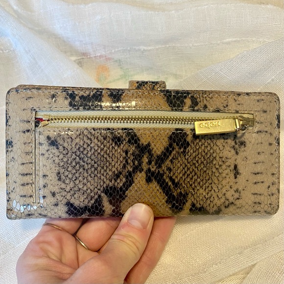 HOBO brand python wallet/billfold with red interior, 3x6.5” - Picture 3 of 10